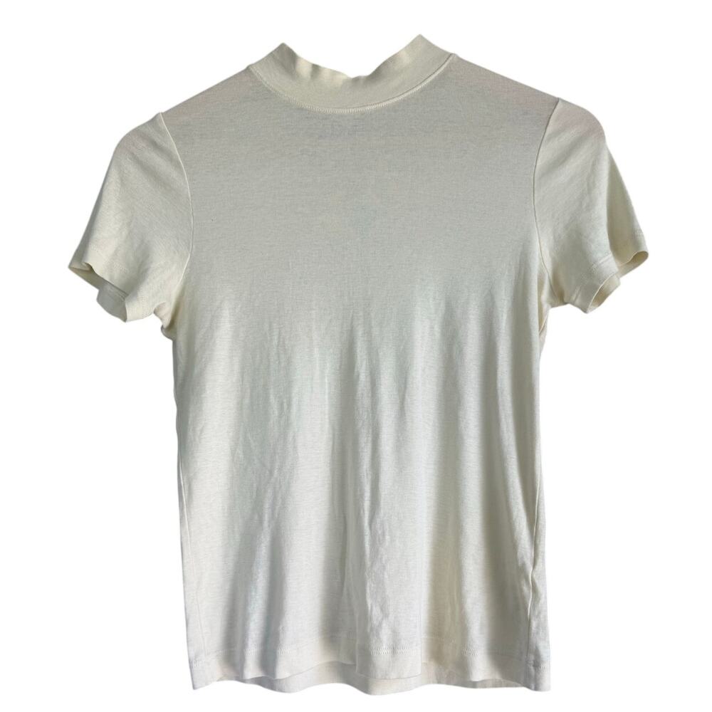 VINCE. light butter yellow 100% pima cotton lightweight mock neck s/s tee top
